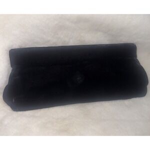 Vintage VTG Bobbie Jerome Black Clutch Pinup Velvet Velour Old Money Purse Bag